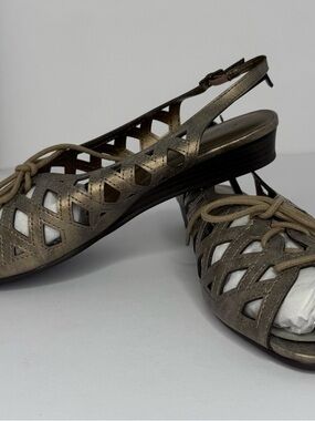 easy street Metallic Taupe Cutout Slingback Sandals